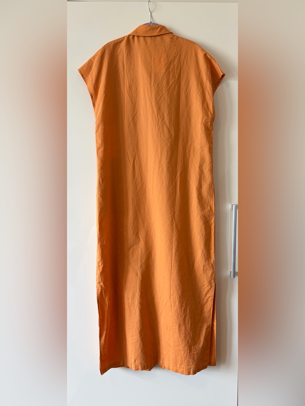 Nwt Grae Cove Blair Linen/Cotton Maxi Shirtdress Cap Sleeve Size Xl Melon Orange — image 5 of 8